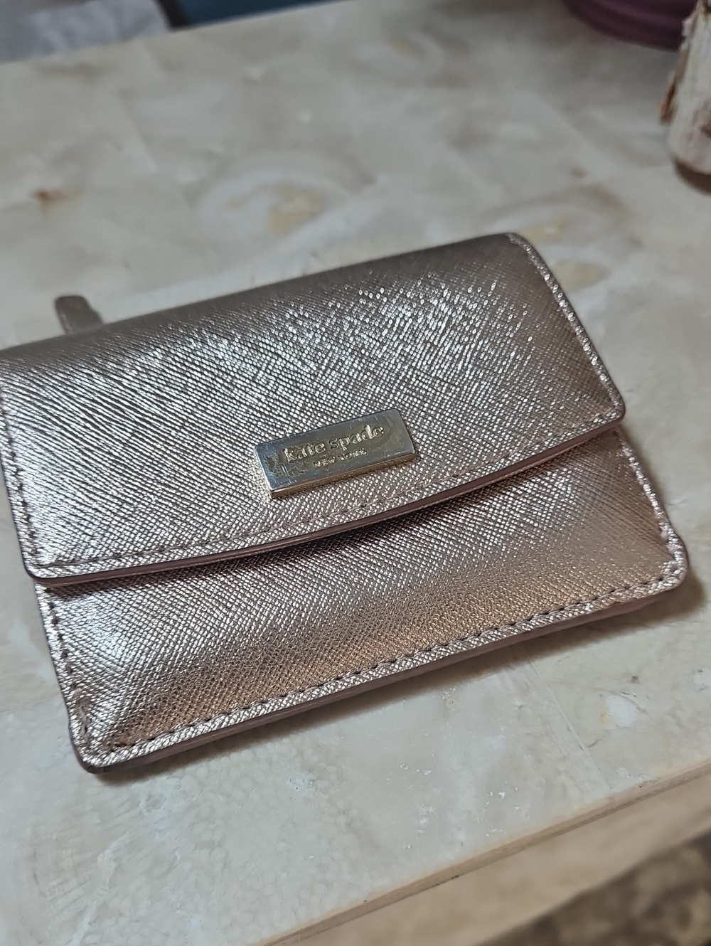 $10 Or 3/$15 Sale!!! kate spade Rose Gold Metallic Card Case Wallet